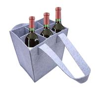 Sac à bouteilles de vin - 25 x 18 x 16 cm - Porte-bouteille en feutre robuste - 6 compartiments et coutures renforcées - Accessoire de voyage élégant pour mariage, camping, fête et, Gris clair, Siehe