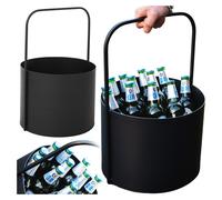 Sac à bouteilles en acier noir - Porte-boissons 6 bouteilles 35 cm - Porte-bière - Panier à bouteilles pour le jardin - Porte-bouteilles