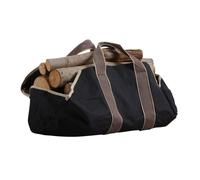 AUBRY GASPARD - Sac à Bûches 100% Polyester - Noir Marron - Dimensions 72 x 24 x 61 cm - Housse de Rangement à Pression Incluse - Résistant - Conçu pour Grandes Bûches - Pratique et Esthétique