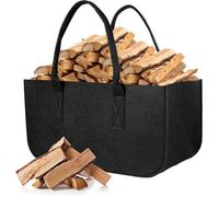 Sac a Buches Pliable Panier Bois Pour Cheminée Sac a Bois Cheminée 50x25x25cm Multifonctions Sac Courses Range Buche Interieur