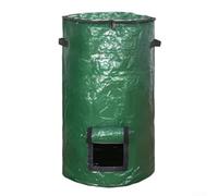 Sac à compost de jardin de 37 litres avec fermeture éclair sur le dessus et le côté pour fenêtre d'accès, matériau tissé en polyéthylène pliable, imperméable et résistant aux déchirures pour déchets