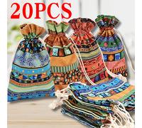 Sac à cordon coloré à motif égyptien, 20 pièces, pochette de rangement pour cadeaux de bijoux de haute qualité pour mariages, noël, Halloween 10x14cm-20pcs