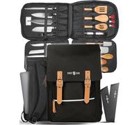 Sac à Couteaux de Chef Vintage | Plus de 30 Poches pour Couteaux et Outils de Chef | Étui de Transport pour Couteaux avec Poche arrière cachée pour Tablette | Sac à Couteaux Robuste pour Chefs et