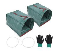 Sac à déchets de Jardin 200 L, Grande capacité, Forme Demi-Cercle, Type Pelle à poussière, résistant à la Pluie, Sac collecteur de Feuilles Multifonctionnel avec Gants et Support