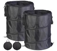 Sac à déchets de jardin, en tissu Oxford pliable avec fenêtre, grand sac robuste avec poignées pour déchets, jouets, feuilles, rangement, réutilisable et durable pour l'entretien de la pelouse (Noir