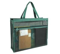 Sac à documents en maille avec fermeture éclair - Organiseur de documents transparent - 43 x 33 x 11 cm avec poignée et support pour œuvres d'art A3 pour affiches, taille L, vert, Fare riferimento