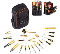 Sac à dos à outils optimisé - Backpack avec 65 poches et un set d'outils complet - Sac à outils professionnel pour les artisans et les bricoleurs