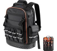 Sac à dos à outils SucceBuy avec 64 poches, organisateur pour le rangement des outils, sac à dos avec compartiment pour ordinateur portable et fond robuste, idéal pour les électriciens, les travaux de
