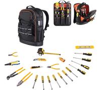 Sac à dos à outils SucceBuy avec 65 poches, y compris un set d'outils de 21 pièces, sac à dos avec compartiment pour ordinateur portable, idéal pour les électriciens, les techniciens et les spécialist