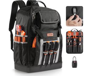 Sac à dos à outils VEVOR, 56 poches, sacs de rangement d'outils avec fond moulé, sacoche à outils, sac à dos de chantier pour les chantiers, les électriciens, l'industrie, les réparateurs & les chauff