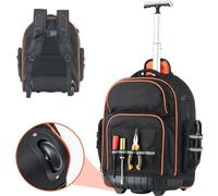 Sac à dos à roulettes pour outils avec 45 poches - Sac à dos de travail & sacoche à outils - capacité de charge 50kg