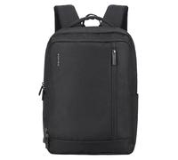 Sac à dos noir en polyester, unisexe, avec fermeture éclair, dimensions 30x43 cm, et plusieurs compartiments multifonctionnels