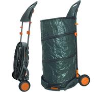 Sac à feuilles/sac de jardin de 160 litres, auto-dépliable, mobile sur roues, pliable, avec support pour balai à feuilles et balai