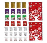 Sac à Friandises - Polyester, 11,81 x 7,87 x 0,39 pouces, Sac Cadeau de Noël Design Cordon de Serrage | Sacs Cadeaux de Noël Réutilisables Et Colorés, Coffret Cadeau De Noël Pour Friandises Cuites Au