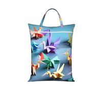 Sac à linge de voyage imperméable avec impression de grues en papier origami multicolore pour camping, hôtel, vacances