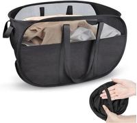 Sac à linge pliable et portable de 70 litres avec poignées et ouverture en filet, panier de voyage et à linge, noir