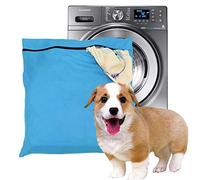 Sac à linge pour animaux de compagnie, bleu, filtre les poils d'animaux, sac de lavage pour vêtements d'animaux pour machine à laver avec fermeture éclair YKK pour literie pour animaux, couvertures