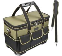 Sac à outils de 16 pouces avec 16 poches, fond étanche, tissu Oxford, couleur verte