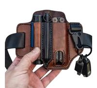 Sac à Outils de Ceinture en Plein Air, Gaine en Cuir Multitool EDC Organisateur de Poche Poche de Ceinture Stylo Tactique Sac de Rangement pour Lampe de Poche en Plein Air,Jaune (Jaune)