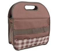 Sac à Outils de Jardin, Pochette de Grande capacité en Tissu Oxford 600D Durable avec Panneau PE, Organisateur de Transport d'outils de Jardin pour Les Amateurs de Jardinage (Brown with Plaid)