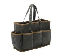 Sac à outils de jardin, sac fourre-tout robuste en toile cirée avec 10 poches, 36 x 14 x 27 cm de rangement pour jardiniers (vert)