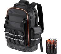 Sac à outils électrique avec 64 compartiments, organisateur d'outils, sac avec compartiment pour ordinateur portable et fond renforcé, idéal pour les électriciens, les travaux de réparation et les ins
