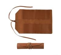 Sac à outils en cuir avec plusieurs fentes de rangement pour outils de découpe et clés - Pochette de rangement portable en cuir synthétique pour une gestion efficace des outils (marron)