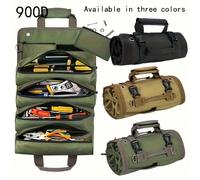 Sac à outils en métal robuste avec enroulement, pochette de rangement d'outils durable, organisateur d'outils à enroulement robuste, sac à outils à enroulement - rangement portable, poignée de transpo