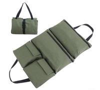 Sac à outils en toile résistant à l'eau avec plusieurs compartiments à fermeture éclair et une sangle de fixation, offrant une accessibilité facile et une solution de rangement compacte (vert)