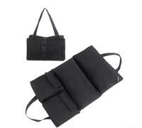 Sac à outils en toile résistant à l'eau avec plusieurs compartiments à fermeture éclair et une sangle de fixation, offrant une solution de rangement compacte et facile d'accès (noir)