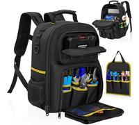 Sac à outils étanche avec compartiments organisateurs, bretelles rembourrées, dimensions L28*l23*H41cm, noir/jaune