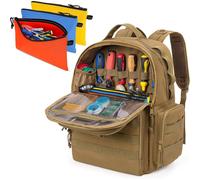 Sac à outils pour hommes, avec 3 petites poches à outils, une poche de rangement, couleur kaki, dimensions : 31,2 x 16 x 40,1 cm