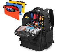 Sac à outils pour hommes, avec 3 petites poches à outils, une poche organisatrice, couleur noire, dimensions : L 31,2 x l 16 x H 40,1 cm