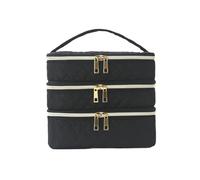 Sac à outils pour manucure Le sac organisateur de vernis à ongles 3 couches contient 84 bouteilles lampe compartiments détachables Salon bricolage stockage technologie d'ongle Nail Tech(Black-3-layer)