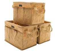 Sac à outils rectangulaire en toile cirée durable de 16 oz, pliable, avec poignées, 7 compartiments, dimensions : 33 x 20 x 20 cm, couleur kaki