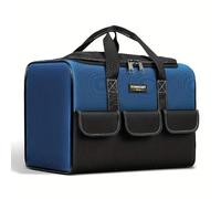 Sac à outils robuste avec large ouverture, plusieurs compartiments et poches pour le rangement des outils, le transport et l'organiseur, idéal pour les hommes, pas de montage nécessaire