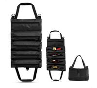 Sac à Outils Roll-Up, Sacoche Outils Compacte, Sacs outils Noir en Oxford, sac Outillage Portable, sac A outils Pratique pour Bricoleur, Trousse à outil