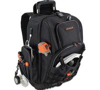 Sac à outils sur roulettes, 72 poches, noir et orange, grande taille