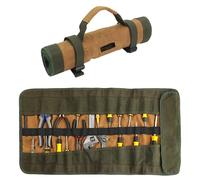 Sac à outils sur roulettes, en toile cirée, couleur kaki, dimensions 65x36 cm