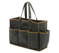 Sac à outils - Toile cirée 16 oz - 11 compartiments - 36 x 14 x 26,5 cm - Vert armée - Pour jardin et atelier