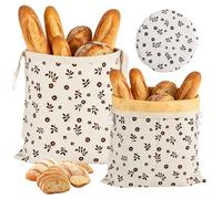 Sac à pain Réutilisable en cire D'abeille, Conservation du Pain Frais | Lavable En Machine Et Au Congélateur, Sacs à Pain Pour Grand Pain Fraîchement Cuit, 32 x 43 CM, Blanc, 1 Pièce