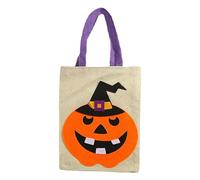 Sac à provisions en toile de jute, sacs à bonbons d'Halloween, seau portable pour friandises en toile de jute - Sacs à bonbons mignons ou acides réutilisables, sac de goodies d'Halloween pour femmes