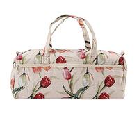 Sac à tricoter, Organisateur de fourre-tout pour le fil, les crochets, les aiguilles à tricoter et les accessoires, Léger, motifs de fleurs(jacquard rose)
