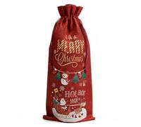 Sac à vin en toile de jute de Noël | Sac de bouteille de vin à cordon de serrage en lin réutilisable(Style 5)