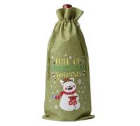 Sac à vin en toile de jute de Noël | Sac de bouteille de vin à cordon de serrage en lin réutilisable(Style 4)