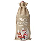 Sac à vin en toile de jute de Noël | Sac de bouteille de vin à cordon de serrage en lin réutilisable(Style 5)