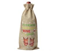 Sac à vin en toile de jute de Noël | Sac de bouteille de vin à cordon de serrage en lin réutilisable(Style 5)