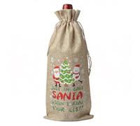 Sac à vin en toile de jute de Noël | Sac de bouteille de vin à cordon de serrage en lin réutilisable(Style 3)