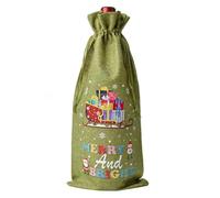 Sac à vin en toile de jute de Noël | Sac de bouteille de vin à cordon de serrage en lin réutilisable(Style 4)
