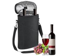 Sac À Vin Isotherme Poignée Isotherme Et Bandoulière Ajustable | Porte-Bouteilles Isotherme Pour 2 Bouteilles Pochette Pour Hommes Femmes Adultes Fête Noël Pique-Nique Whisky Champagne